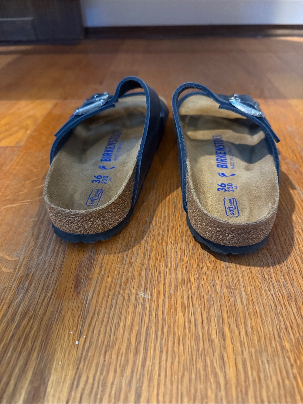 Birkenstock Soft Footbed Double Buckle Sandals in Navy - Picture 5 of 7